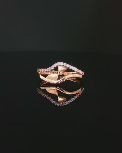Sculptural Rose Gold American Diamond Bypass Cocktail Ring