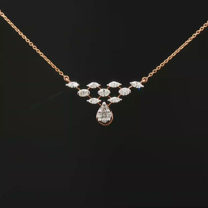 Rose Gold Diamond Geometric Cluster Pendant Necklace