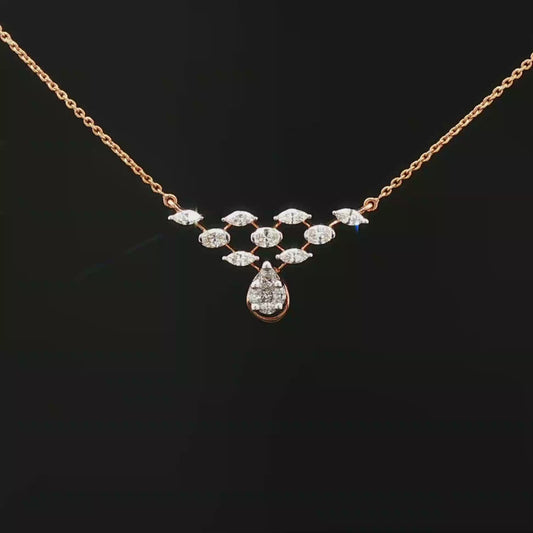 Rose Gold Diamond Geometric Cluster Pendant Necklace