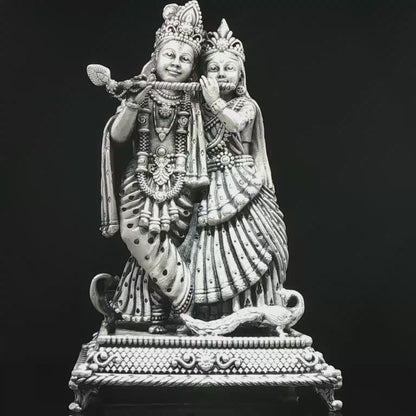 Oxidized Silver-Tone Radha Krishna Figurine