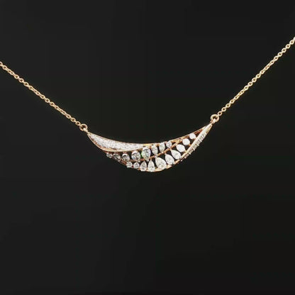 Diamond Crescent Motif Necklace in Rose Gold