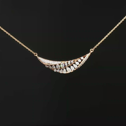 Diamond Crescent Motif Necklace in Rose Gold
