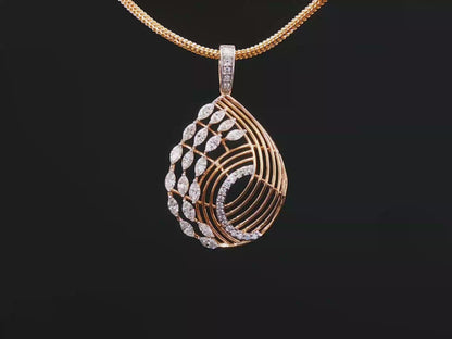 Rose Gold Marquise Diamond Swirl Teardrop Pendant
