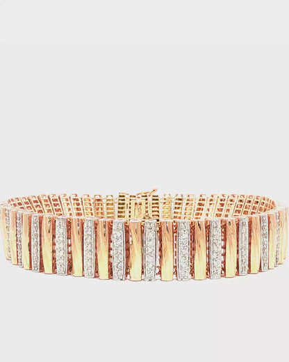 Rose Gold Diamond Alternating Bar Link Bracelet