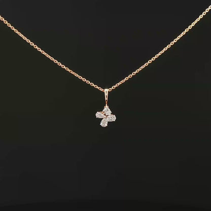 Diamond Butterfly Charm Necklace in Rose Gold
