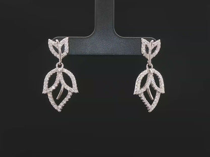 CZ Openwork Leaf Motif Necklace in Silver