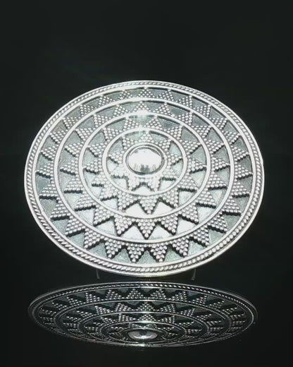 Silver-Tone Beaded Geometric Mandala Medallion