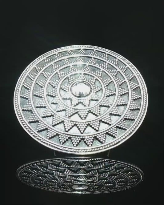 Silver-Tone Beaded Geometric Mandala Medallion