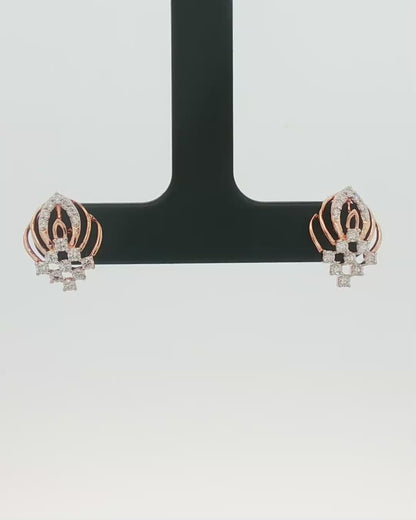 Diamond Openwork Stud Earrings in Rose Gold