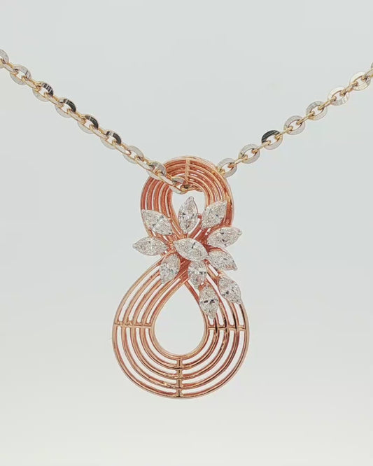Rose Gold Diamond Floral Infinity Pendant Necklace