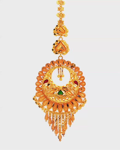 Ornate Gold-Tone Crescent Motif Maang Tikka