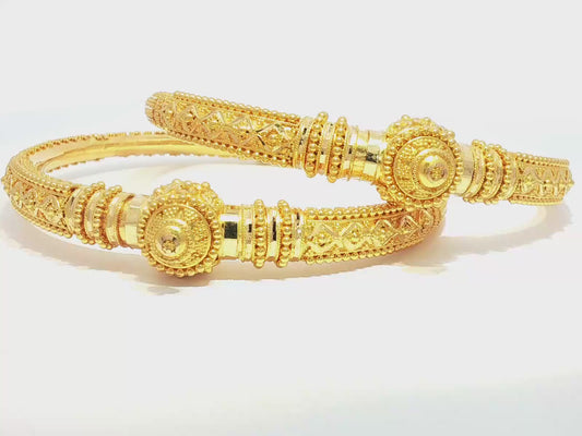 Ornate Beaded 22KT Gold Bangle