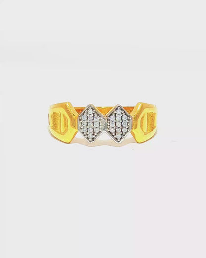 Yellow Gold Geometric Diamond Multistone Ring