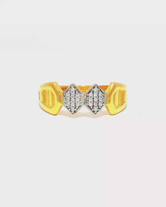 Yellow Gold Geometric Diamond Multistone Ring