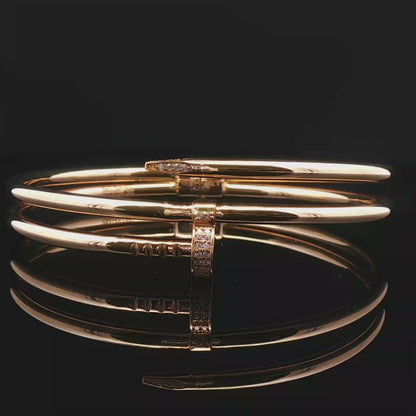 Diamond-Accented Rose Gold Nail Bypass Bangle
